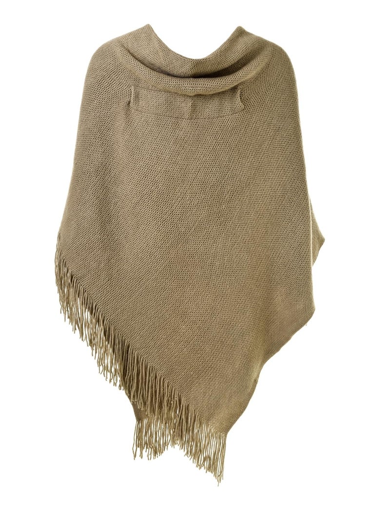 Ferand Shawl Wraps for Women â€“ Toggle Closure, Elegant Fringe Shawl for Travel, Work, or Casual Outfits, Perfect for Fall Layering, Khaki - Image 2